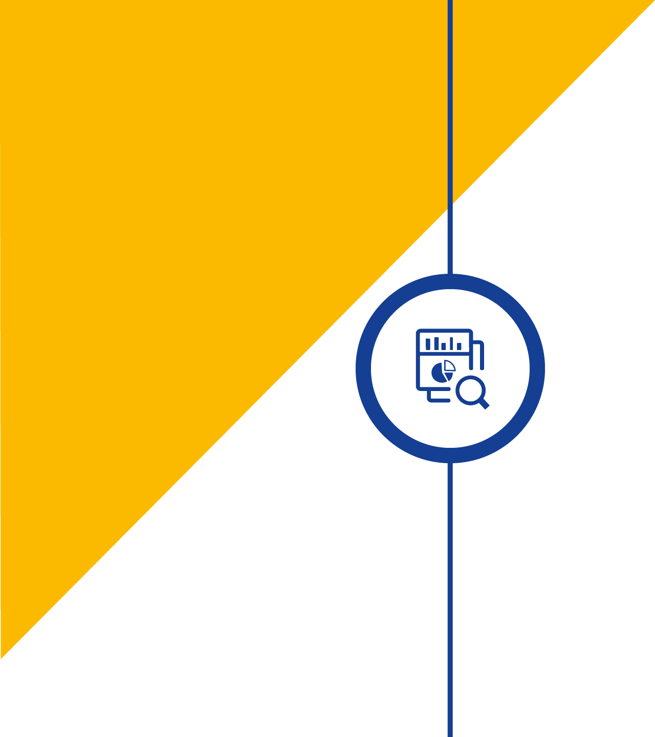 Icon showing a magnifying glass over financial reports