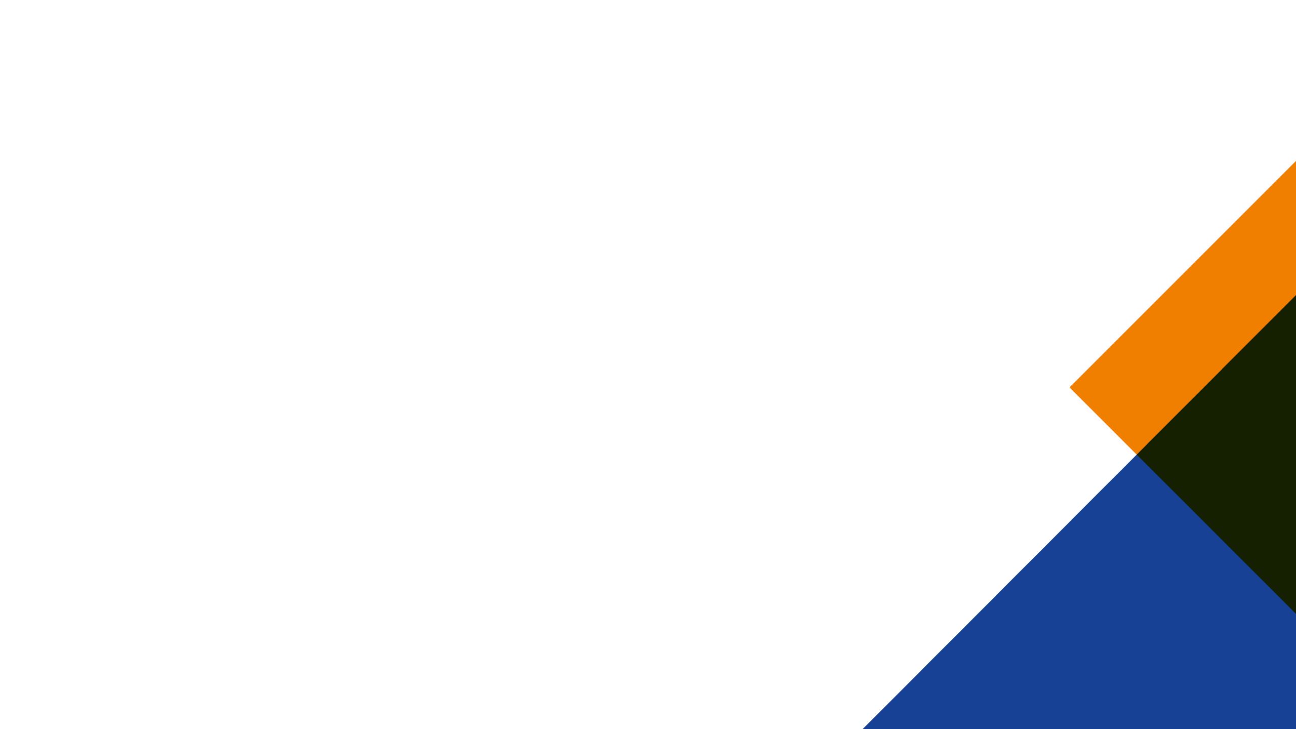 An orange and a blue triangle overlap and peep in from one side